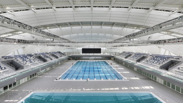 gmp Architekten von Gerkan, Marg und Partner, Arup, Schlaich Bergermann und Partner, Shanghai Oriental Sports Center (SOSC), Weltmeisterschaft des Schwimmweltverbands FINA, WES & Partner Landschaftsarchitekten