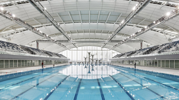 gmp Architekten von Gerkan, Marg und Partner, Arup, Schlaich Bergermann und Partner, Shanghai Oriental Sports Center (SOSC), Weltmeisterschaft des Schwimmweltverbands FINA, WES & Partner Landschaftsarchitekten