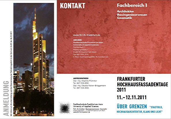 Anmeldung zu Hochhausfassadentagen in Frankfurt
