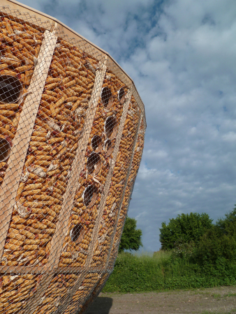 Tourner autour du Ried, StAndré-Lang Architectes, Bastien Saint-André, Maxime Lang, Muttersholtz, Delphine Gauchi Designer, Maiskolben als Fassade, Nachhaltiges Bauen, Sustainable Pavillon