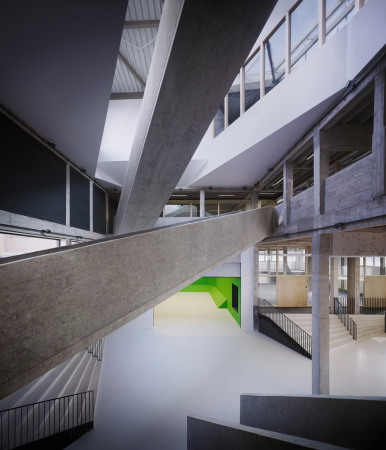Treppenlabyrinth,  AVDK Architecten Vande Kerckhove (Kortrijk), University College Howest, Stairs, Steps, Treppenskulptur, Piranesi, Harry Potter, Game Design