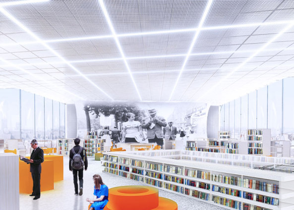 Baustart fr Bibliothek von OMA in Caen