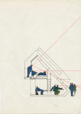 Ludwig Leo, Schnitt durch ein Wohnmodul fr das Landschulheim am Solling in Holzminden (unrealisiert), 197476