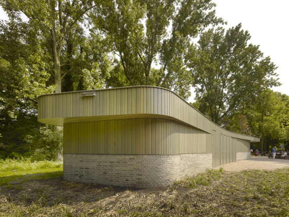 Pavillon, Backstein, Holz, Marc Prosman Architecten, Beatrixpark, Amsterdam