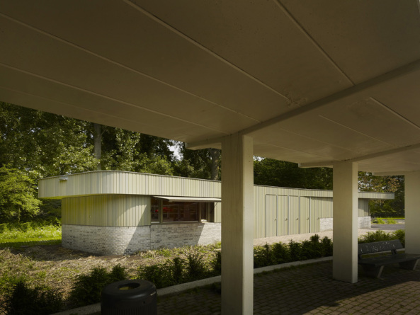 Pavillon, Backstein, Holz, Marc Prosman Architecten, Beatrixpark, Amsterdam