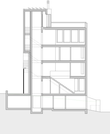 Wohnturm in Zrich, Silk Architekten, Wohnhaus in der Schweiz, Hammerstrae, Steffen Lmmerzahl, Vetsch Architektor AG, kleines Grundstck, Architekten bauen fr Architekten