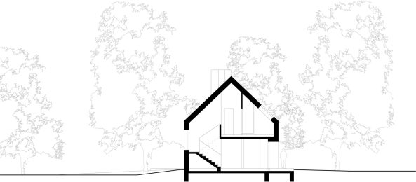 Haus in Kleinmachnow, Berlin, Holzhaus, Holzhtte, Wohnhuas, Kleinod, Musikerviertel, Haus im Wald, KrausevonMatuschka Architekten, Hans Krause, Peter von Matuschka, da! Architektur in und aus Berlin 2014, Satteldach