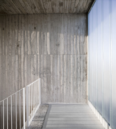 Miguel Martínez Monedero, Beton, Sichtbeton, María de Lara Ruiz, Universidad de Granada, Ampliación del Centro de Investigaciones Biomédicas, CIBM, Labor, Laborgebude, Erweiterung, Anbau, Begrnte Fassade, Fassadenbegrnung