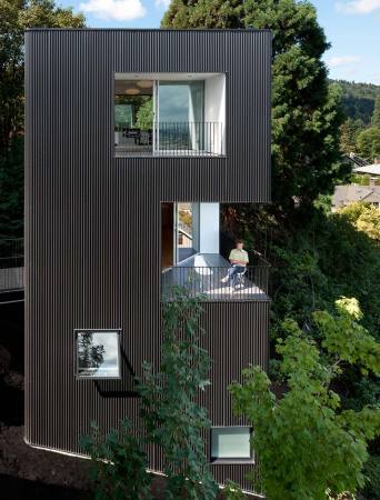 Wohnhaus, Metallfassade, Panoramablick, Benjamin Waechter Architect, Portland, USA
