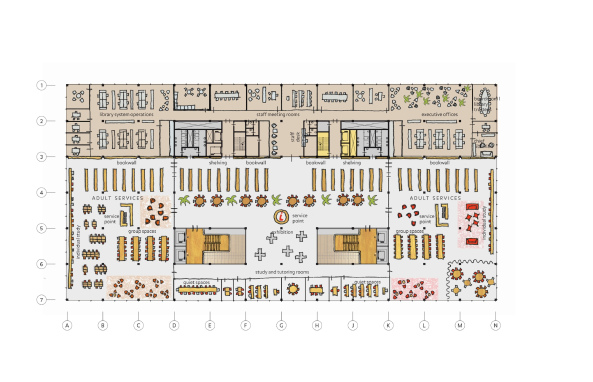 Mecanoo mit Martinez Johnson, Mies van der Rohe, Mies-Bibliothek in Washington, Shortlist, Martin Luther King Memorial Library, Mecanoo (Delft), Patkau Architects (Vancouver) und Studios Architecture (Washington), Mies, Umbau, Abstimmung