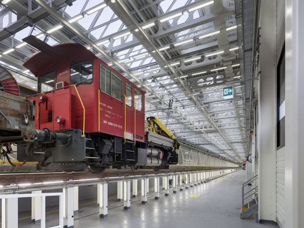 EM2N;Schweizerischen Bundesbahnen; SBB, Serviceanlage; Z�rich-Herdern; Mathias M�ller; Daniel Niggli; Faserzement; Fassade