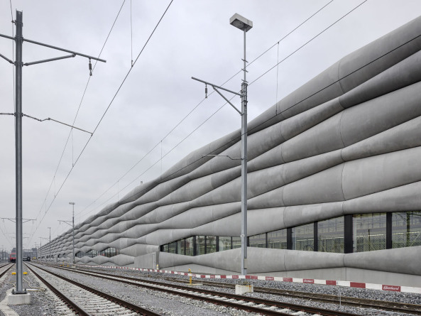 EM2N;Schweizerischen Bundesbahnen; SBB, Serviceanlage; Zrich-Herdern; Mathias Mller; Daniel Niggli; Faserzement; Fassade
