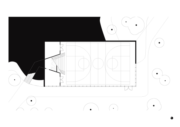 Sporthalle, URA, Yves Malysse Kiki Verbeeck, Belgien, Brssel, Filip Dujardin, KAU Gymnasium, Wald, Glasfassade, Schulsport