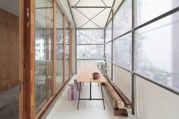 Japan, Hous for seven people, mnm Mio Tsuneyama, Baugruppe, Stahlbau, Leben und Arbeiten, Holzkonstruktion, Stahlbau, Sichtbeton, Sperrholz, Madeleine Kessler