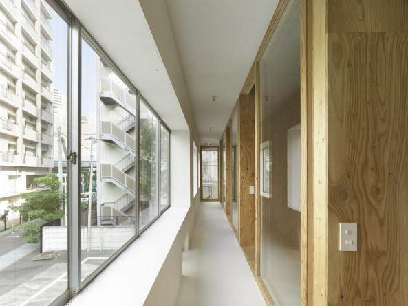 Japan, Hous for seven people, mnm Mio Tsuneyama, Baugruppe, Stahlbau, Leben und Arbeiten, Holzkonstruktion, Stahlbau, Sichtbeton, Sperrholz, Madeleine Kessler