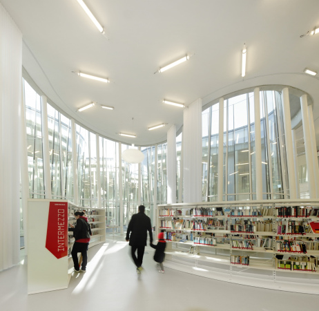 Jacques Sebbag, Bernard Guillien, Laurent Boudrillet, Thomas Dryjski, Anne Pezzoni, archi5, mas+, Glassfassade, Marsan, Mediatheque, Glasskasten, Bcherei, Bibliotheke, Mediathek, Didier Boy de la Tour, Gaston F. Bergeret