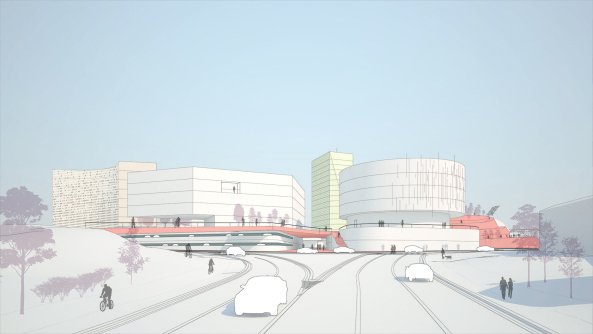 Froetscher Lichtenwagner, the next ENTERprise architects, Architekt Martin Kohlbauer ZT GmbH, ASFINAG, Wettbewerb, Wien, �sterreich, St�dtebau, st�dtebaulicher Entwurf, Verkehr, Verkehrsknotenpunkt, U-Bahn, Glasfassade