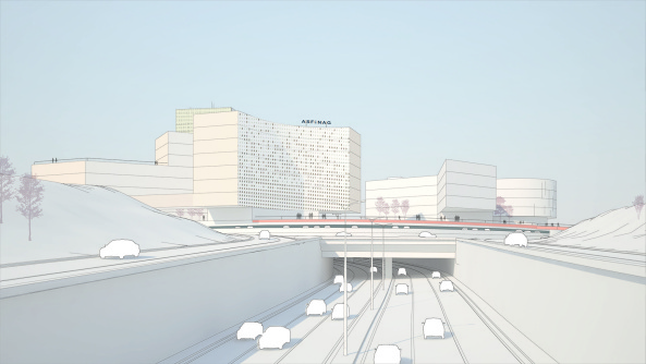 Froetscher Lichtenwagner, the next ENTERprise architects, Architekt Martin Kohlbauer ZT GmbH, ASFINAG, Wettbewerb, Wien, �sterreich, St�dtebau, st�dtebaulicher Entwurf, Verkehr, Verkehrsknotenpunkt, U-Bahn, Glasfassade