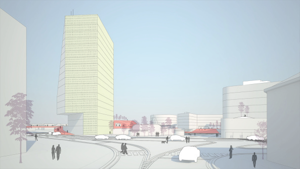 Froetscher Lichtenwagner, the next ENTERprise architects, Architekt Martin Kohlbauer ZT GmbH, ASFINAG, Wettbewerb, Wien, �sterreich, St�dtebau, st�dtebaulicher Entwurf, Verkehr, Verkehrsknotenpunkt, U-Bahn, Glasfassade