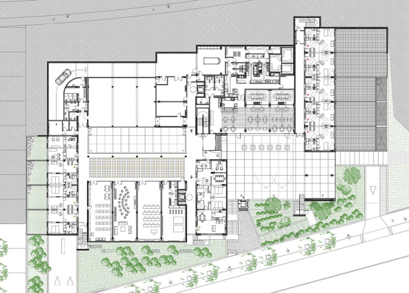 Altenheim, Girona, Calle Francesc Ferrer i Girons, Arcadi Pla arquitectes, Catal Edifici d'Habitatges per a majors de 65 anys a Girona, Puig d'en Roca, Altenpflegeheim, Seniorenresidenz, Spanien, Ausblick, Laubengang