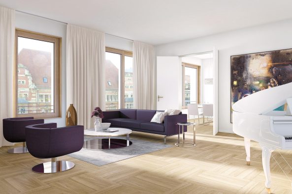 David Chipperfield Architects / Artprojekt Unternehmensgruppe, Baywobau Berlin, Palais Varnhagen, David Chipperfield Architects, Berlin, Berlins historische Mitte, Stadtschloss, Palais, Chipperfield, Concierge, Salon-Appartements, Sichtbeton, Franzsische Strae, Luxus Apartements in Berlin, Gendarmenmarkt, Unter den Linden, Brandenburger Tor, Stararchitekten, Wohnungsbau, Travertin, Rahel Varnhagen