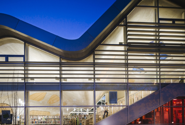 Betonwelle; Bibliothek; Neubau; Edmonton; Dub Architects; HCMA; Jasper Place Branch Library; Kanada; Alberta; Hubert Kang