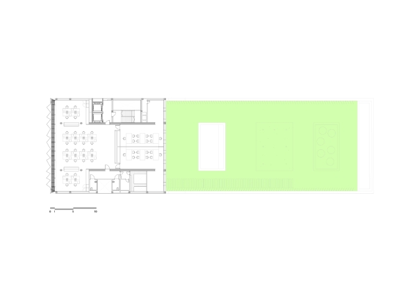 ACXT, Aitor Ortiz, Baskenland, baskisches Nationalarchiv, Archivgebude, Archiv, Historical Archive of the Basque Country, Mara de Haro, 3, Bilbao, Archivo Histrico de Euskadi, Gonzalo Carro, Glasfassade, Interriodesign, Design, Spanien, Iberische Halbinsel, gefaltete Fassade, Lagerhaus, Kellergeschoss, Erdgeschoss, Rasen, Brogebude, Leserume, Lesesaal, Bibliothek, Arbeitsraum, Aktenschrank, bedrucktes Glas