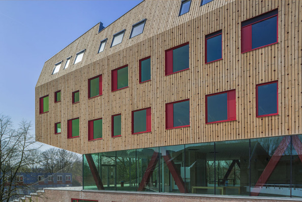 Geert Groote, Schule, Amsterdam, Niederlande, Search Architekten, SeARCH, Sanierung, Erweiterun, Holz, Fassade