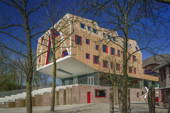 Geert Groote, Schule, Amsterdam, Niederlande, Search Architekten, SeARCH, Sanierung, Erweiterun, Holz, Fassade