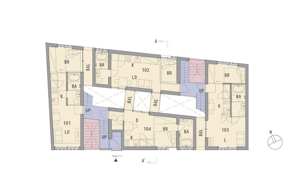 Love Architecture Inc, Shugoin, Umegaoka Setagaya Tokyo, Japan, Backstein, Wohnungsbau, Yukio Asari, Wohnblock, Balkone, Balkons, Lichhof, Backsteinfassade, Minimalismus, Archaik, brick wall, brickwall, balconies, staircases