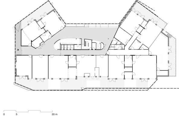 Care center, daycare center, Niederlande, Netherlands, Schiedam, Ipse de Bruggen foundation, Mhn + Bouman, Holz, Kastanienholz, Fassade, Glas, Glasfassade, wood, glass, chestnut, Zaun, fence, Galsdruck, Carol Fulton