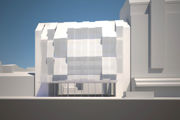 The Alsia Cinemas, Alsia, Paris, Frankreich, Manuelle Gautrand Architecture, Fassade, Kino, LSD, avenue du Gnral Leclerc, Umbau, Umnutzung, Lichtkonzept, Beleuchtung, Kinosaal, Stahlbetontrger