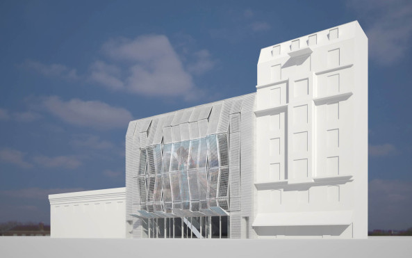 The Alsia Cinemas, Alsia, Paris, Frankreich, Manuelle Gautrand Architecture, Fassade, Kino, LSD, avenue du Gnral Leclerc, Umbau, Umnutzung, Lichtkonzept, Beleuchtung, Kinosaal, Stahlbetontrger