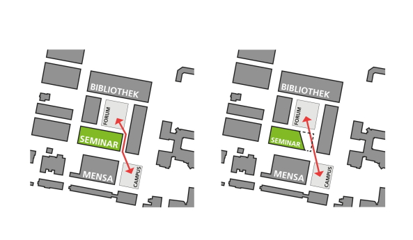 Benthem Crouwel, Hrsaalgebude, Jens Kirchner, Osnabrck, Hochschule, Fachhochschule, Auditorium, Lernlandschaft, Geknickte Fassade, Farbe, Grn, Grasgrn, Metallfassade, Campus, Unigelnde, Barbarstrae, Sedanstrae, Seminar, Mensa