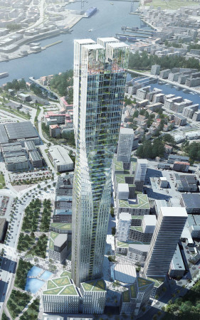 SOM, Serneke, Hochhaus, Gteborg, Entasis Arkitekter, Schweden, Sweden, Gothenburg, Lindholmen, Brogebude, office building, high rise, skyscraper, Glasfassade, Developer, Zaha Hadid Architects, SOM, Ian Simpson Architects, Manuelle Gautrand Architects, and Wingardhs Arkitektkontor