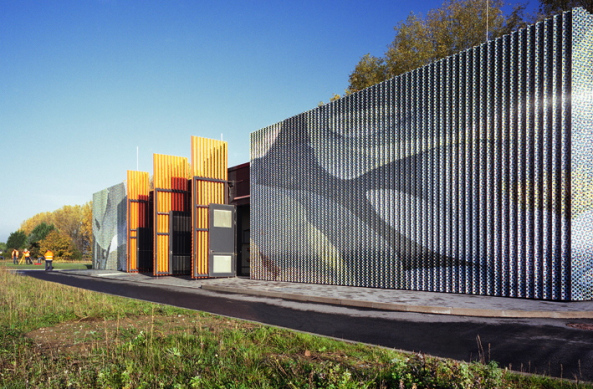 Pumpwerk Kuhlenweg, Kln, Ute Pieroeth, farbige Fassade