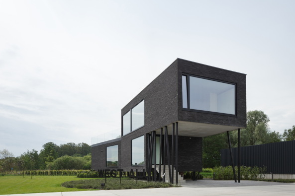 architectenbureau Wil-Ma, Westelo, Belgien, Brogebude, Bro, office building, Belgium, Stahl, steel, Fassade, Holz, Beton, Natur, Landschaft, Wastiau & Co Architectenbureau