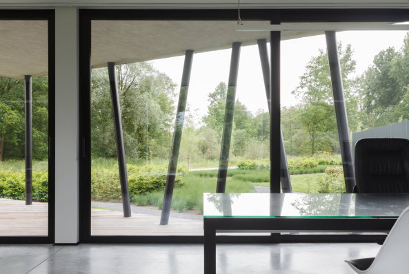 architectenbureau Wil-Ma, Westelo, Belgien, Brogebude, Bro, office building, Belgium, Stahl, steel, Fassade, Holz, Beton, Natur, Landschaft, Wastiau & Co Architectenbureau