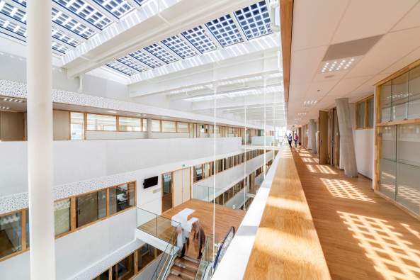 LIAG architects, Nijmegen, HAN University of Applied Sciences, Faculty of Education, Energieeffizienz, Naturmaterialien, Tageslicht, Licht, Glasdach, Dach, Biodiversitt