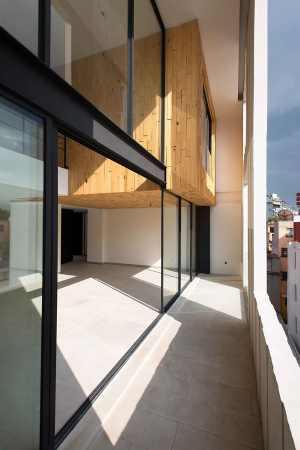 Wohnungsbau, 169 Amsterdam, JSa, Mexiko, Mexiko-Stadt, doppelte Fassade, Beton, Glas, Holz, Pinienholz