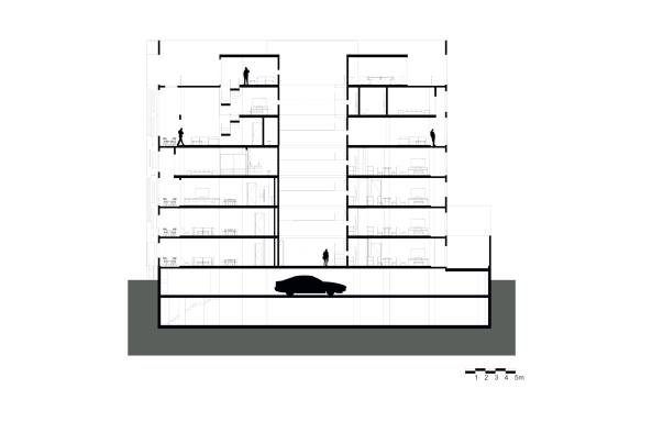 Wohnungsbau, 169 Amsterdam, JSa, Mexiko, Mexiko-Stadt, doppelte Fassade, Beton, Glas, Holz, Pinienholz