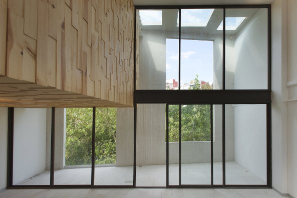 Wohnungsbau, 169 Amsterdam, JSa, Mexiko, Mexiko-Stadt, doppelte Fassade, Beton, Glas, Holz, Pinienholz