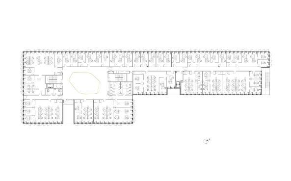 TETRARC, Kreativzentrum, Nantes, Hub Creative, La Chantrerie, Stphane Chalmeau, Startups, Wissenschaftszentrum, gelbe Fassade, Foyer, Atrium, Ecole Nationale Suprieure, Ecole de Design Nantes Atlantique et Polytech, Brogebude, Office building, yellow facade, Alain Boffard, Patrick Moreuil, Nantes Mtropole Amnagement, v2com