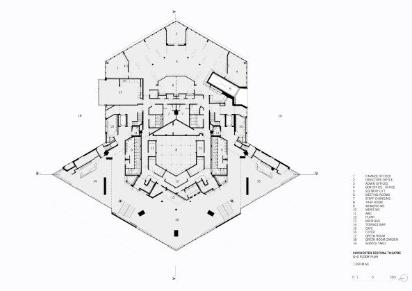 Chichester Festival Theatre, Haworth Tompkins, Powell and Moya, Theaterbau, Sichtbeton, Moderne, Umbau, concrete, renewal, modernism