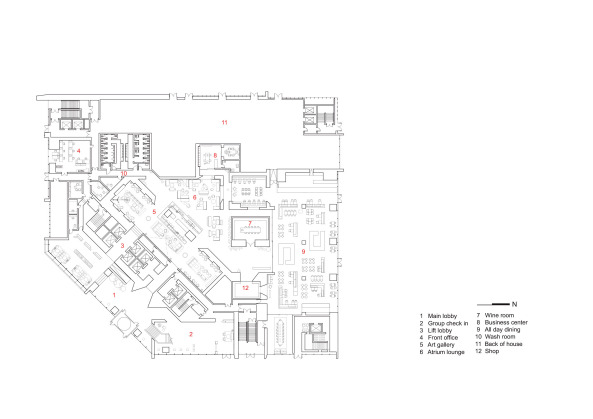 Le Meridien Zhengzhou, Hotel, Hochhaus, Neri&Hu Design and Research Office, Central China, Glasfassade, Rahmenwerk, Marmor, South Architectural Design Institute, Lyndon Neri & Rossana Hu, Shanghai, Bauboom, Luxushitel, Rahmenwerk, Christine Neri, 1188 Zhongzhou Avenue, Normalgeschoss, Pedro Pegenaute