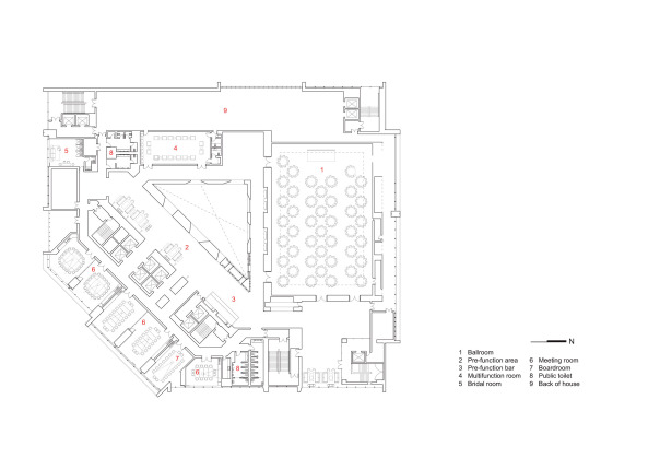 Le Meridien Zhengzhou, Hotel, Hochhaus, Neri&Hu Design and Research Office, Central China, Glasfassade, Rahmenwerk, Marmor, South Architectural Design Institute, Lyndon Neri & Rossana Hu, Shanghai, Bauboom, Luxushitel, Rahmenwerk, Christine Neri, 1188 Zhongzhou Avenue, Normalgeschoss, Pedro Pegenaute