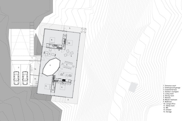 Bungalow mit Loch; Einfamilienhaus; Aurora; Oregon; No Architects; NOA; New York; Innenhof; Courtyard House; private residence; Flachdach; Loft