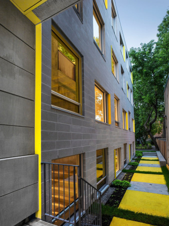 Edison Residence, KANVA, Montreal, Kanada, Studentenwohnheim, Canada, McGill University, Denkmalpflege, Beton, Fotogravur, Geschichtsbezug, Glas, Fassade