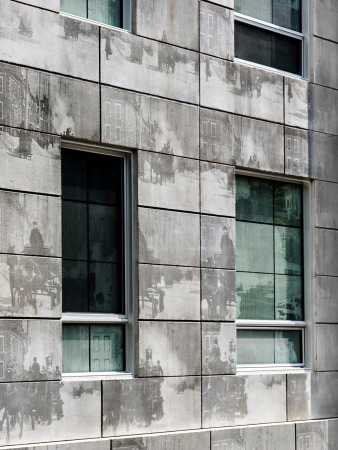 Edison Residence, KANVA, Montreal, Kanada, Studentenwohnheim, Canada, McGill University, Denkmalpflege, Beton, Fotogravur, Geschichtsbezug, Glas, Fassade