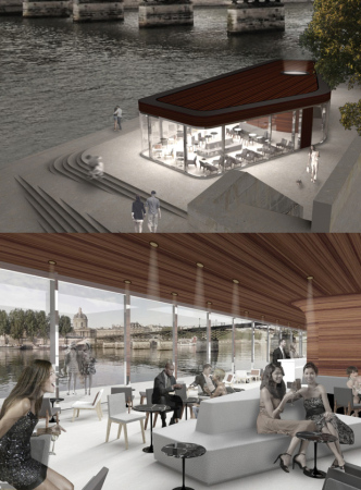 Pedro Manuel Ara�jo, Michael Oliveira,Tomas Ghisellini, Andrea Andreotti, Nicola Cataldo, joon Bom Shim, Frank Dittel, Andreas Bl�dow, Vera K�lblin, Belinda Pradella, Szymon Nowakowski, Jedrzej Pawlaczyk, Dorota Piechocinska, Alan Lau, Sand Helsel, Vivian Johnny, Kwang Min Lee, Jae Hyun Kim, Hyung Gyu Kim, Kenny Kim, Luiz Eduardo Lupatini, Hideaki Nishimura, Oliwia Stachowska, Anna Sokalska, Champagnerbar, Paris, Pont des Arts, Br�cke, Wettbewerb, Studentenwettbewerb, Pavillon, Glaskasten, Pariscope, Architectural Competition, Concours d'Architecture, Studenten, Architekturwettbewerb, Ideenwettbewerb, Alkohol, Cocktails, Dekadenz, River Champagne Bar, France, Frankreich, Seine, AC-CA